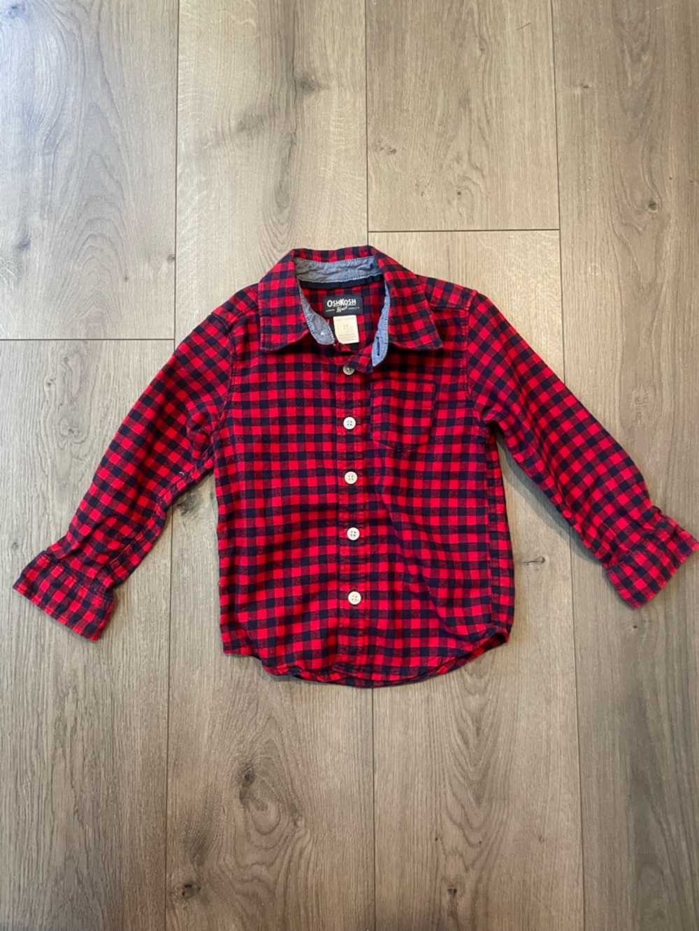 OshKosh B'gosh Red and Black Buffalo Plaid Button-Up Shirt